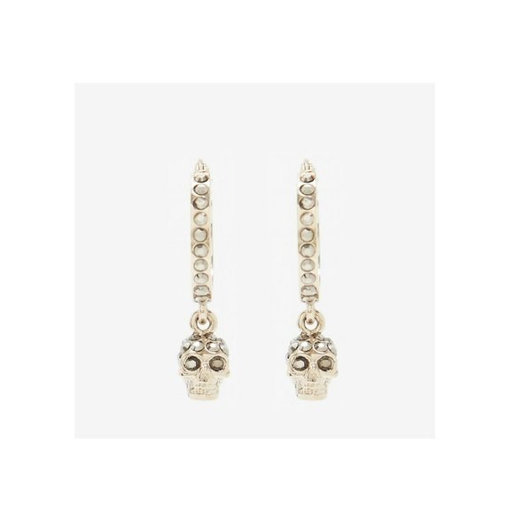 NIB AMQ ALEXANDER MCQUEEN Mini Skull Hoop Earrings - Picture 9 of 16